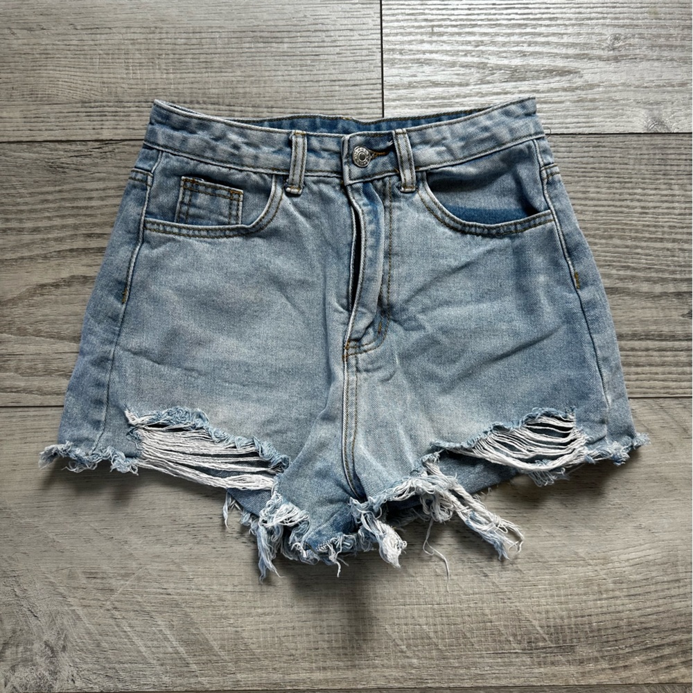 SHEIN Blue Jean Shorts Distressed Denim